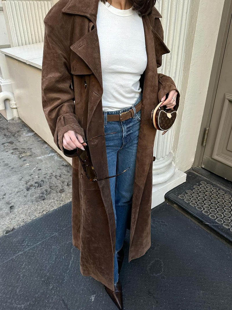 GR | Timeless suede trench coat for an elegant flair