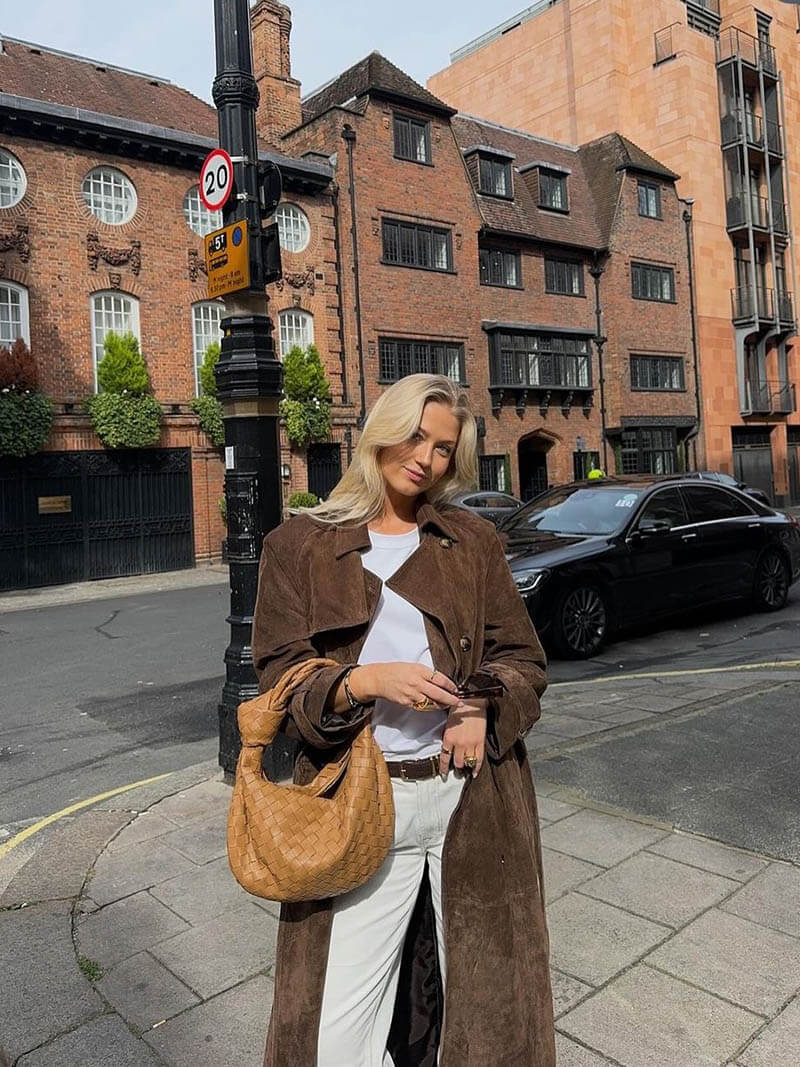 GR | Faux Suede Trench Coat