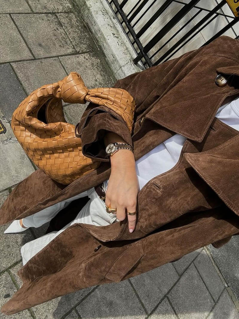 GR | Faux Suede Trench Coat