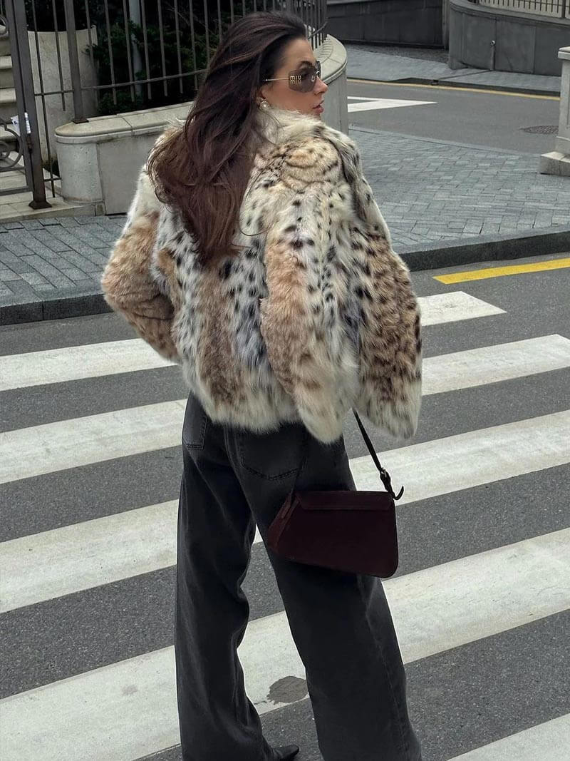 GR | Leopard print fur jacket