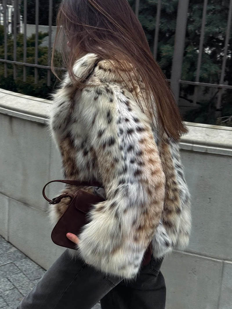 GR | Leopard print fur jacket