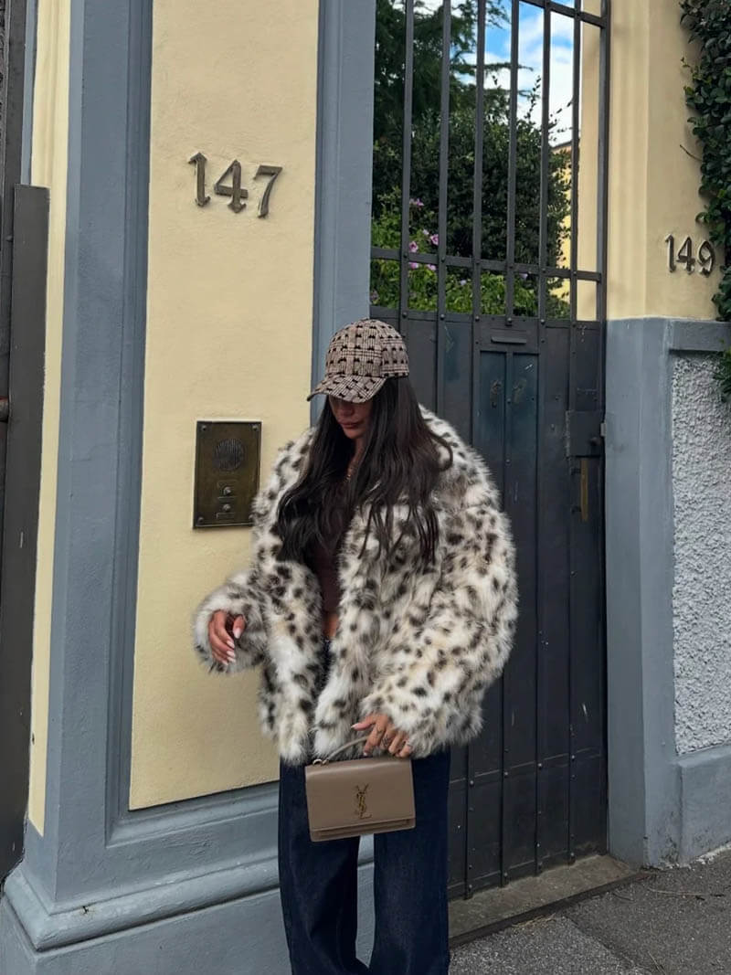 GR | Leopardenmuster Pelzjacke