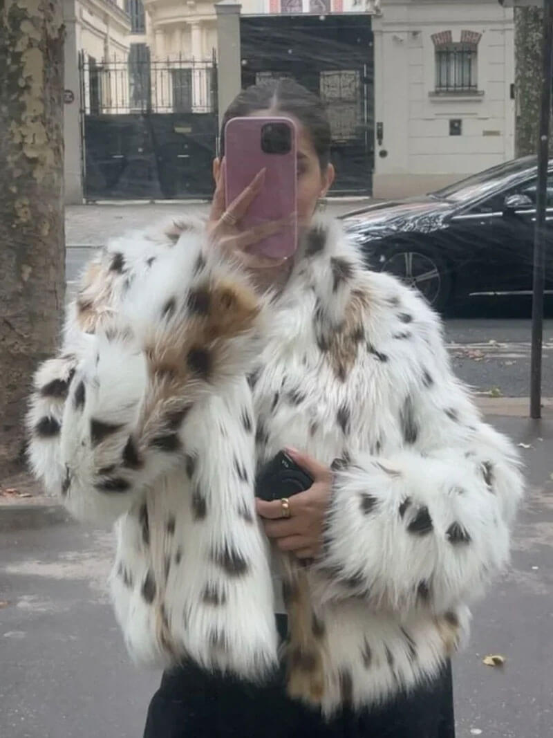 GR | Leopard print fur jacket
