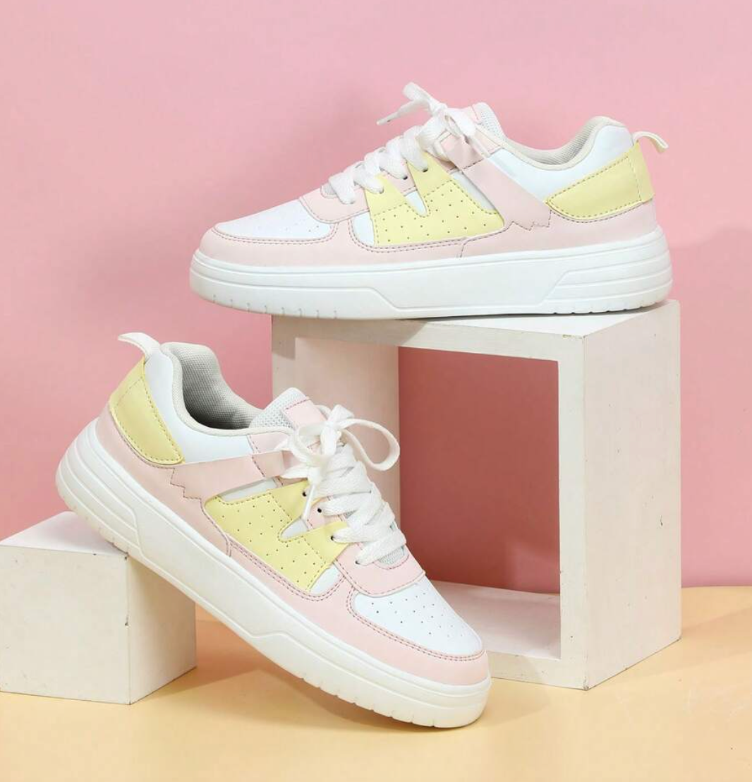 GR | Pastel Colorblock Sneakers with Chunky Sole for Women