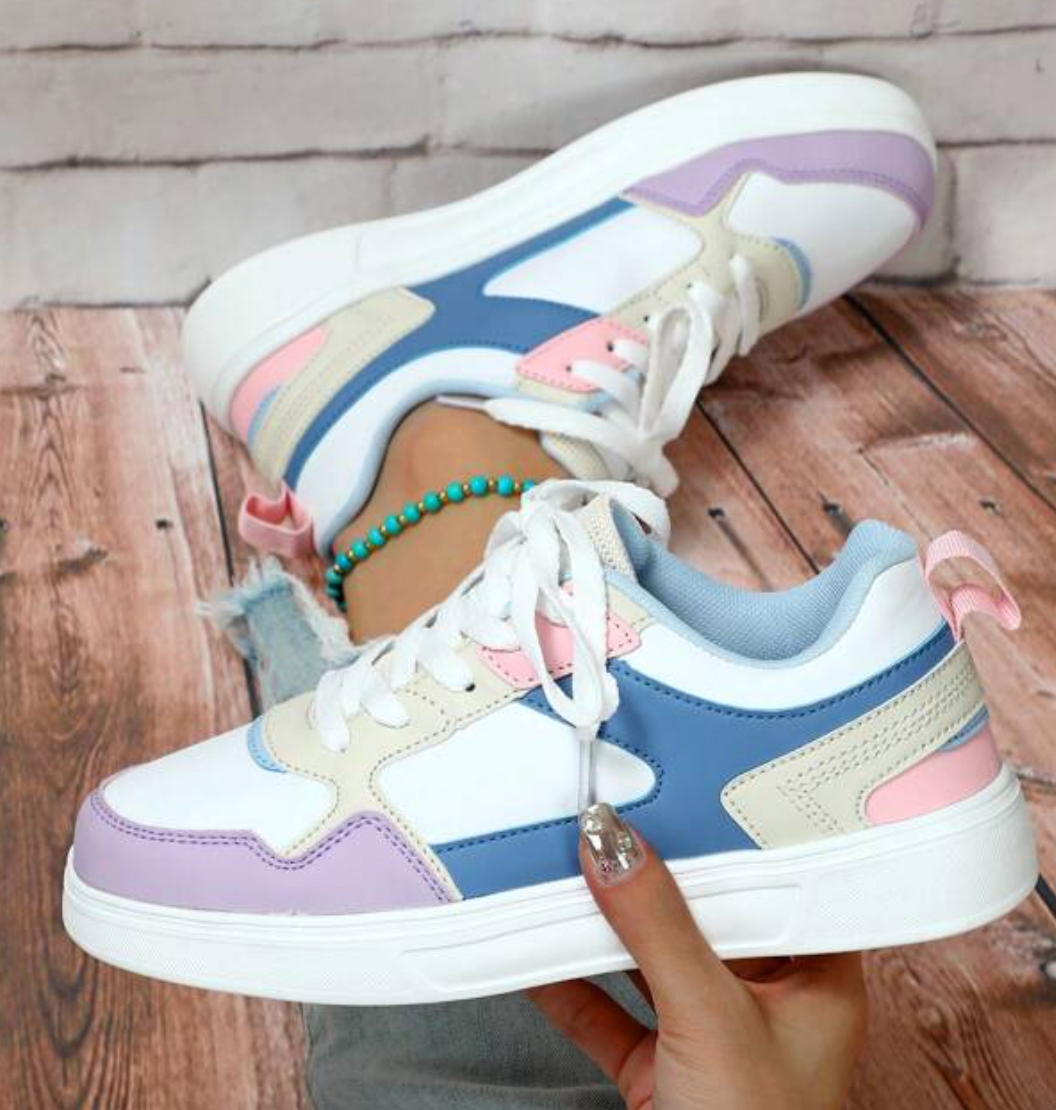 GR | Pastel Colorblock Sneakers with Chunky Sole for Women