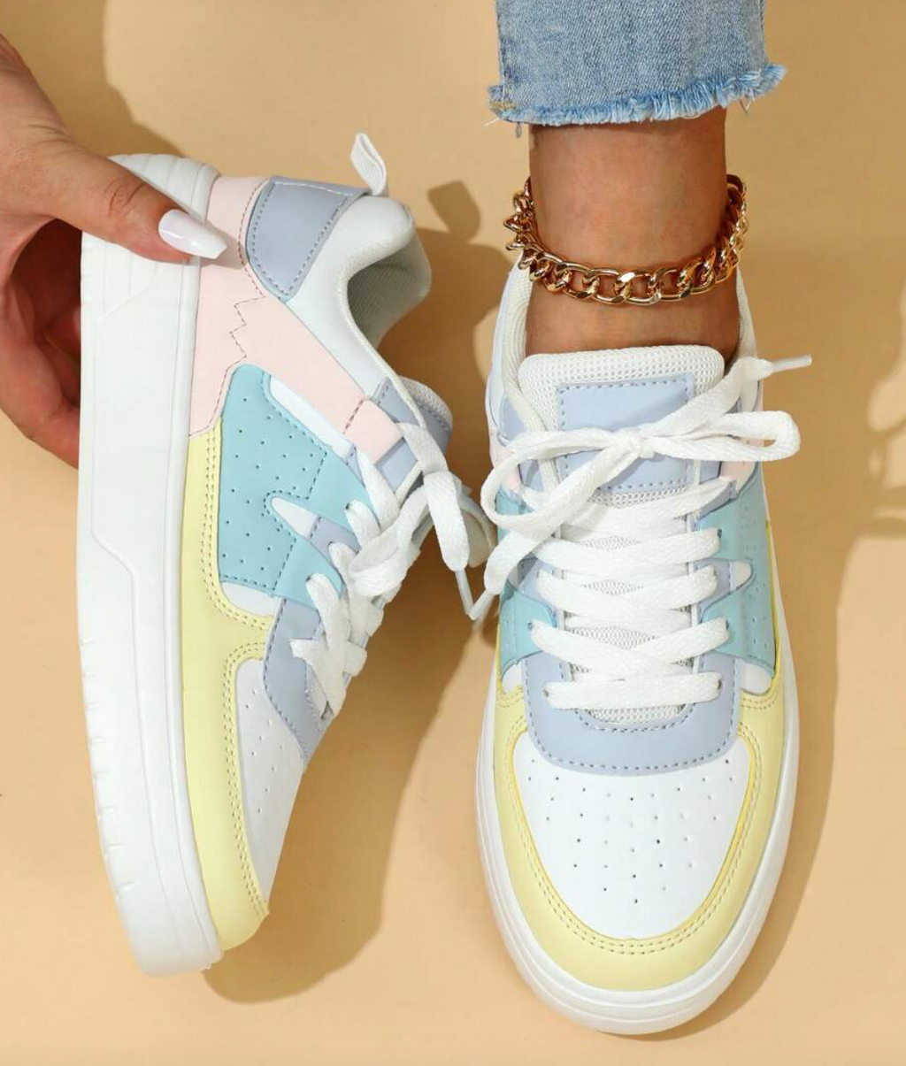 GR | Pastel Colorblock Sneakers with Chunky Sole for Women