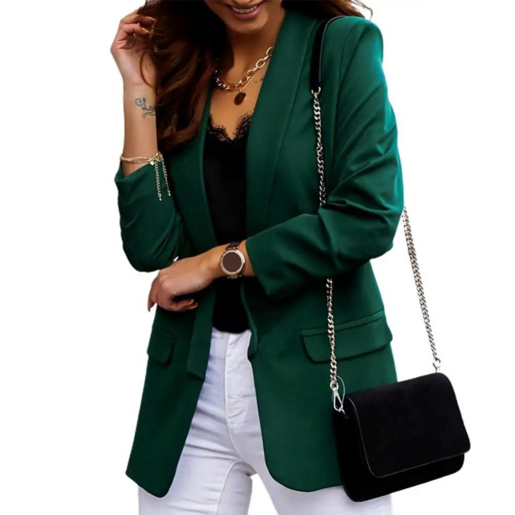 GR | Solid color jacket, modern women's blazer with lapels and long sleeves