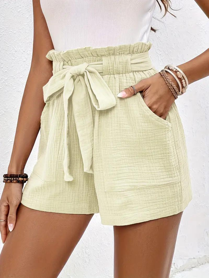 GR | Shorts with belt, loose fit, high-waisted shorts, mini shorts