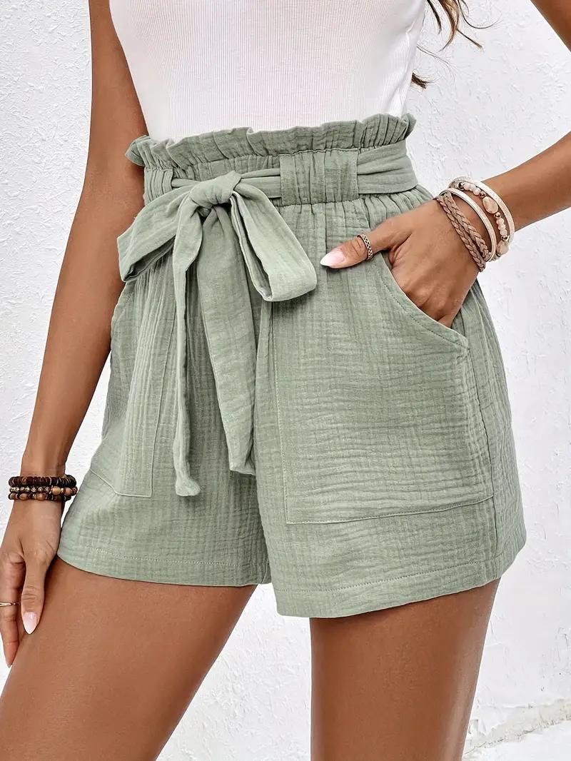 GR | Shorts with belt, loose fit, high-waisted shorts, mini shorts