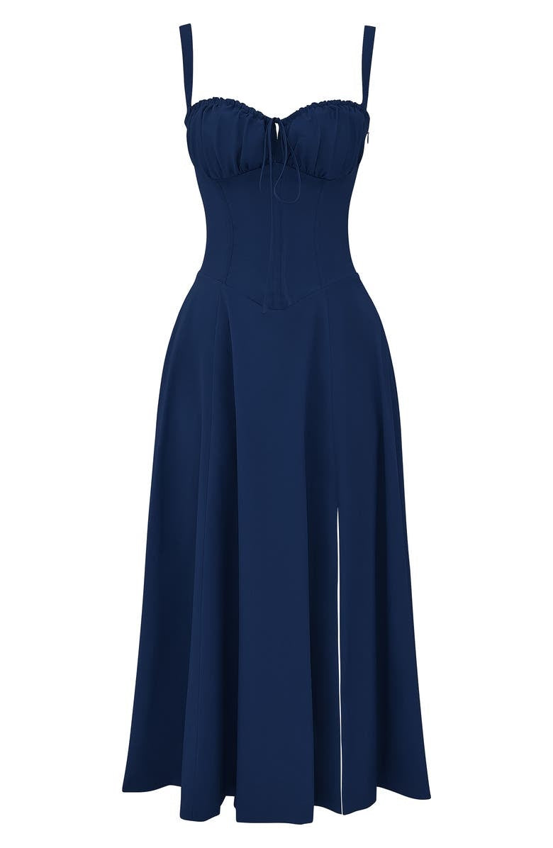 GR | Ärmellos Rückenkrawatte Midikleid Sonnenkleid