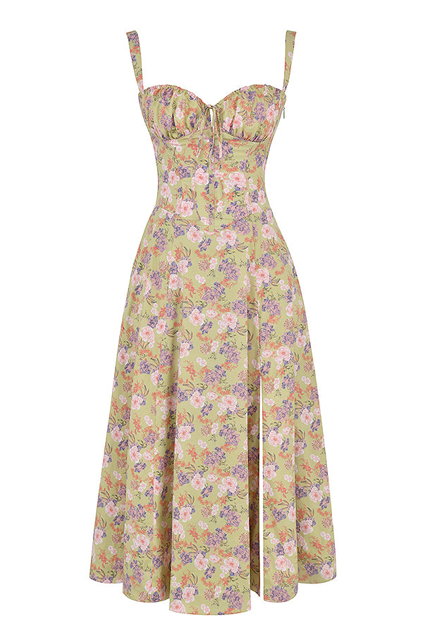GR | Ärmellos Rückenkrawatte Midikleid Sonnenkleid