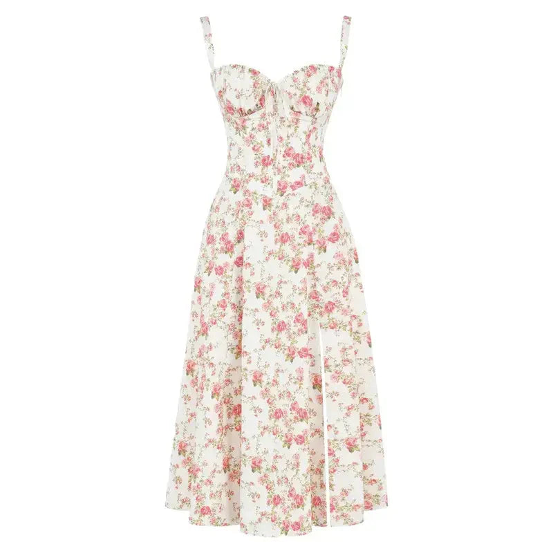 GR | Ärmellos Rückenkrawatte Midikleid Sonnenkleid