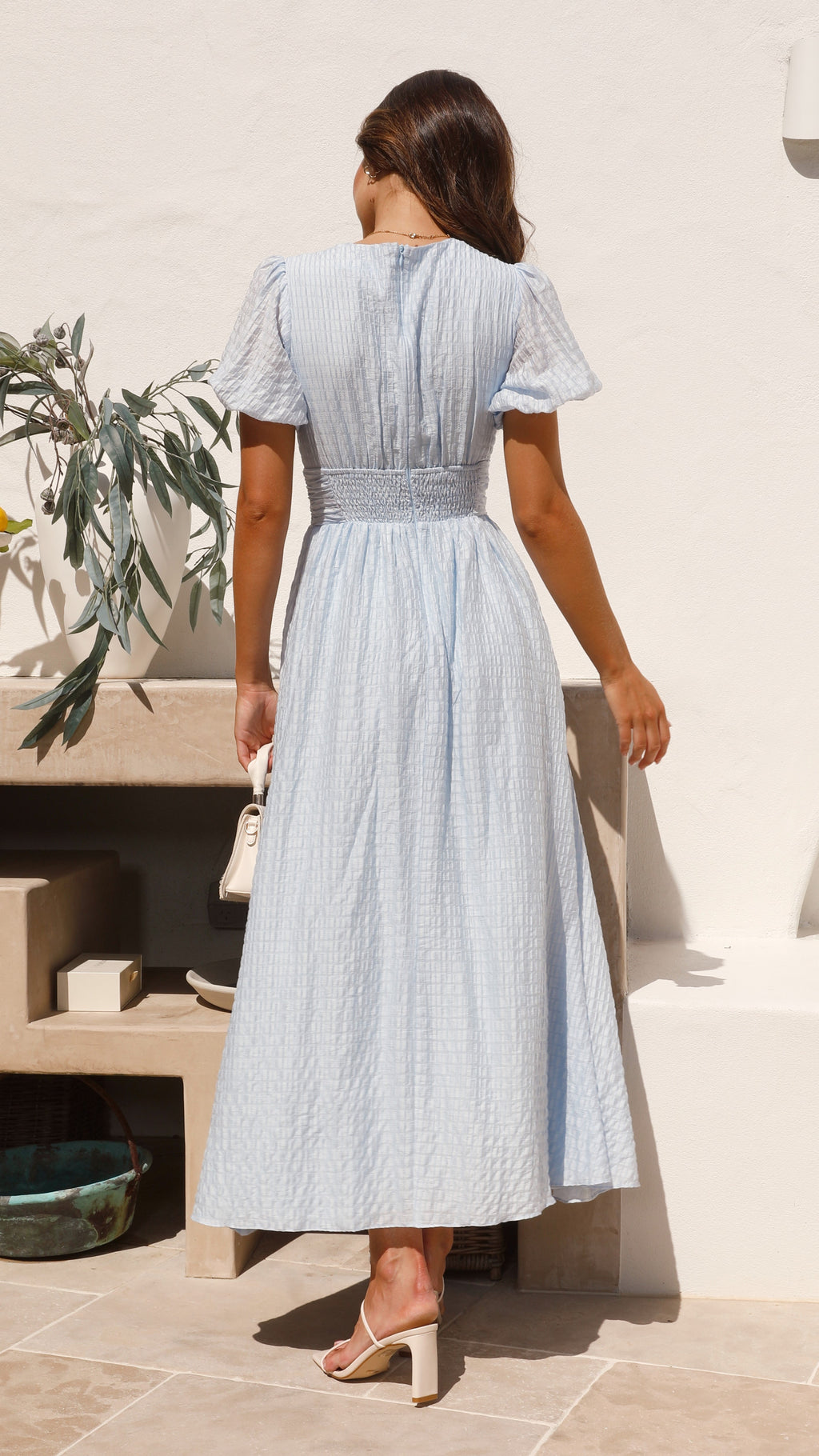 GR | V-neck puff sleeve maxi dress summer dresses