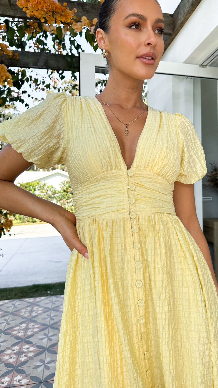 GR | V-neck puff sleeve maxi dress summer dresses