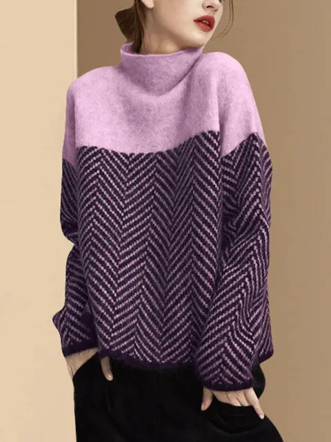Split soft sweater with a medium collar