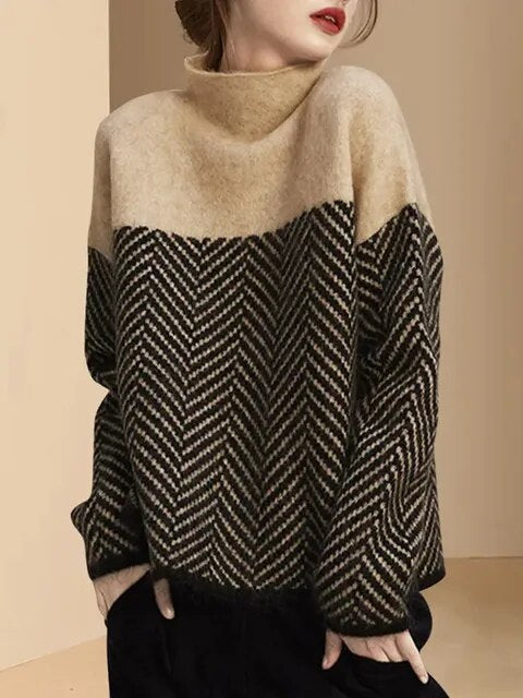 Split soft sweater with a medium collar