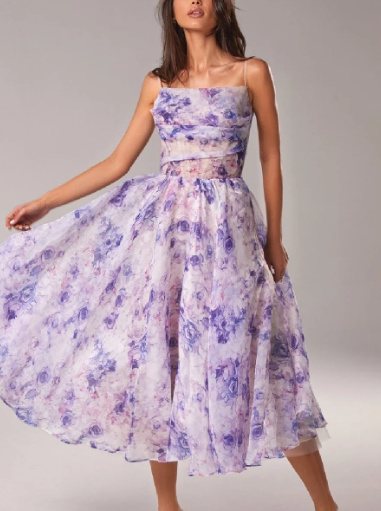 GR | Asymmetrical dress with printed belt