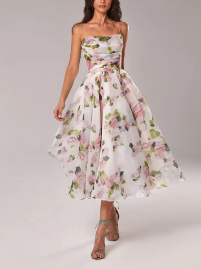 GR | Asymmetrical dress with printed belt