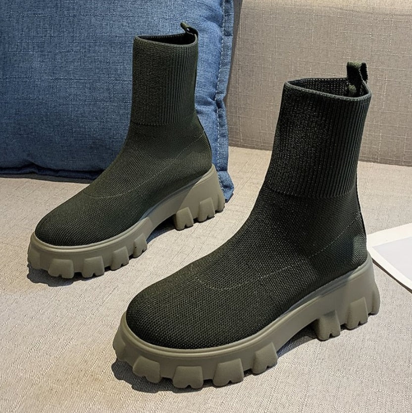 GR | Chunky Platform Sock Boots Women's Boots