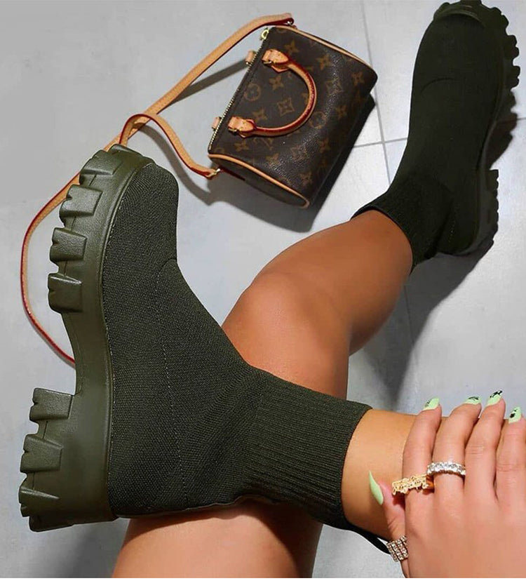 GR | Chunky Platform Sock Boots Women's Boots