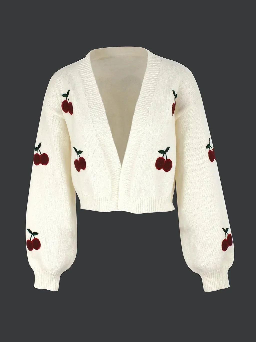 GR | Kirschrot Weiß Grobstrickjacke Damenjacke