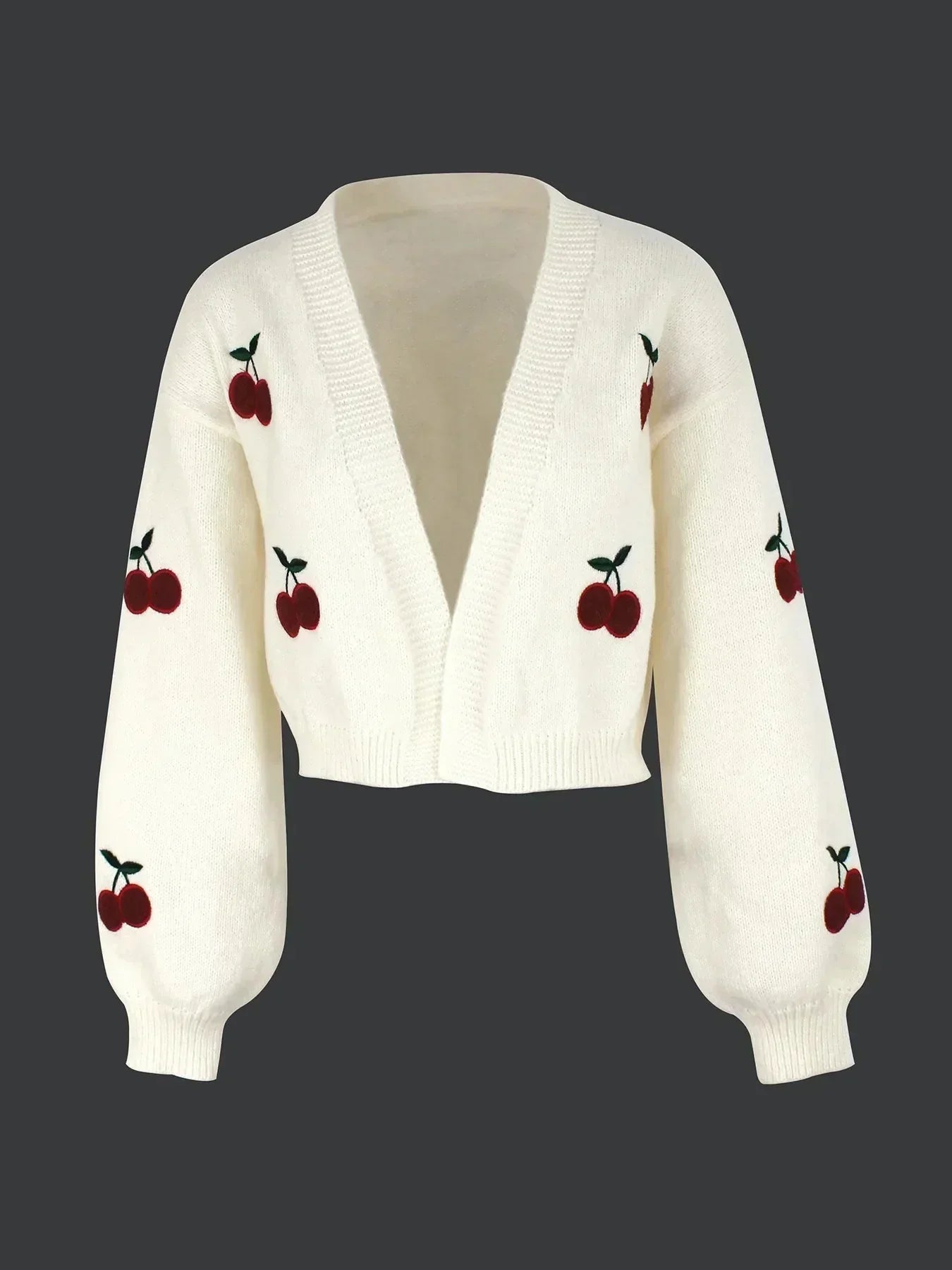 GR | Kirschrot Weiß Grobstrickjacke Damenjacke