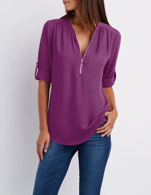 GR | Modern zip-up top made from sustainable cotton