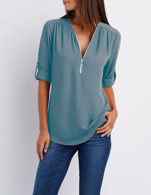 GR | Modern zip-up top made from sustainable cotton