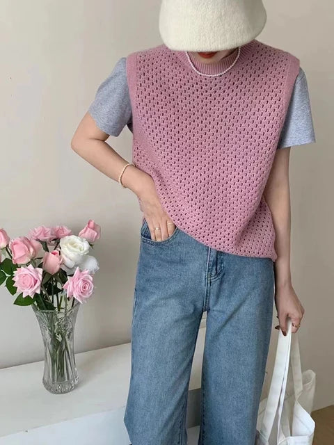 GR | Ärmelloser Strickpullover für Damen