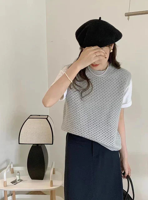 GR | Ärmelloser Strickpullover für Damen