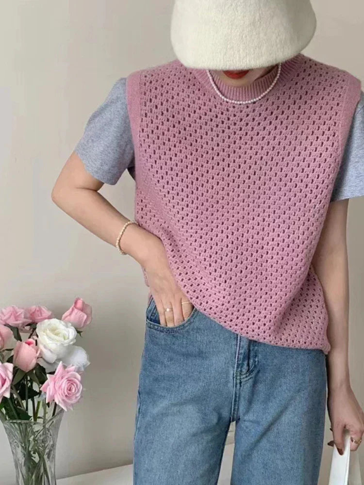 GR | Ärmelloser Strickpullover für Damen