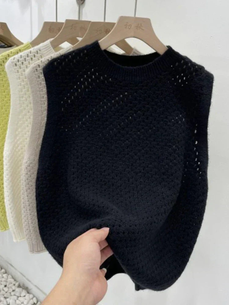 GR | Ärmelloser Strickpullover für Damen