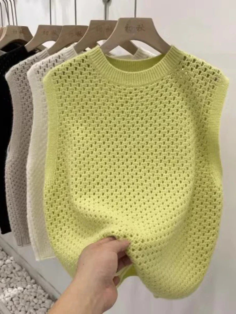 GR | Ärmelloser Strickpullover für Damen