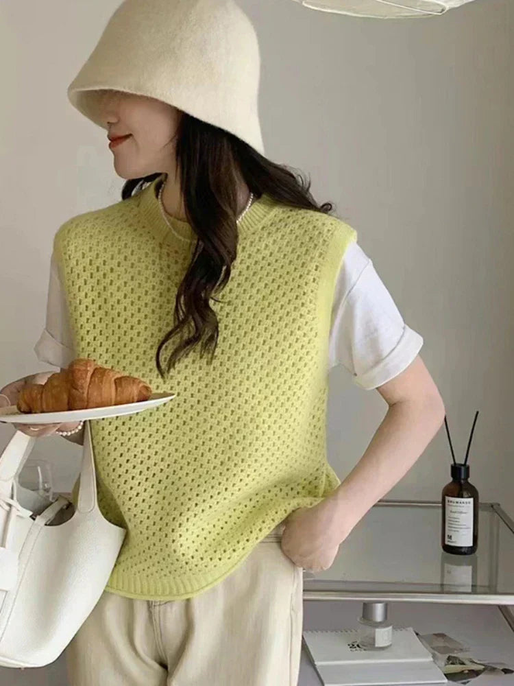GR | Ärmelloser Strickpullover für Damen
