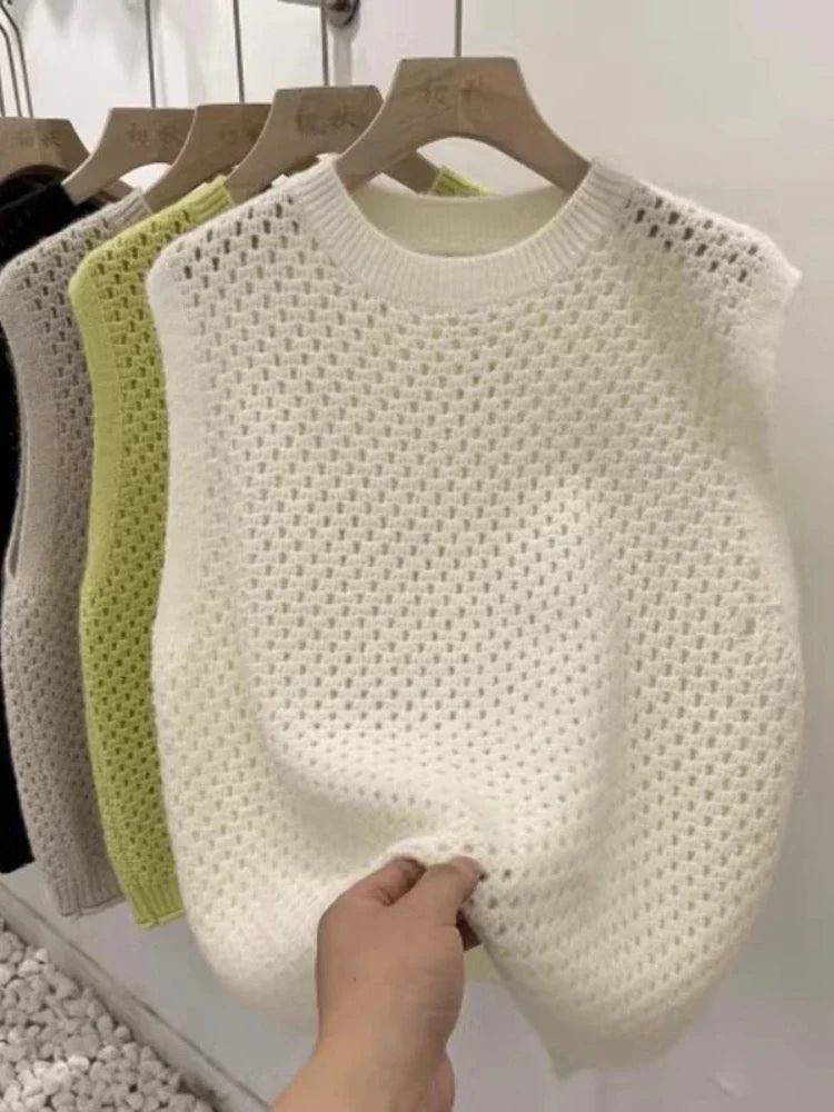 GR | Ärmelloser Strickpullover für Damen