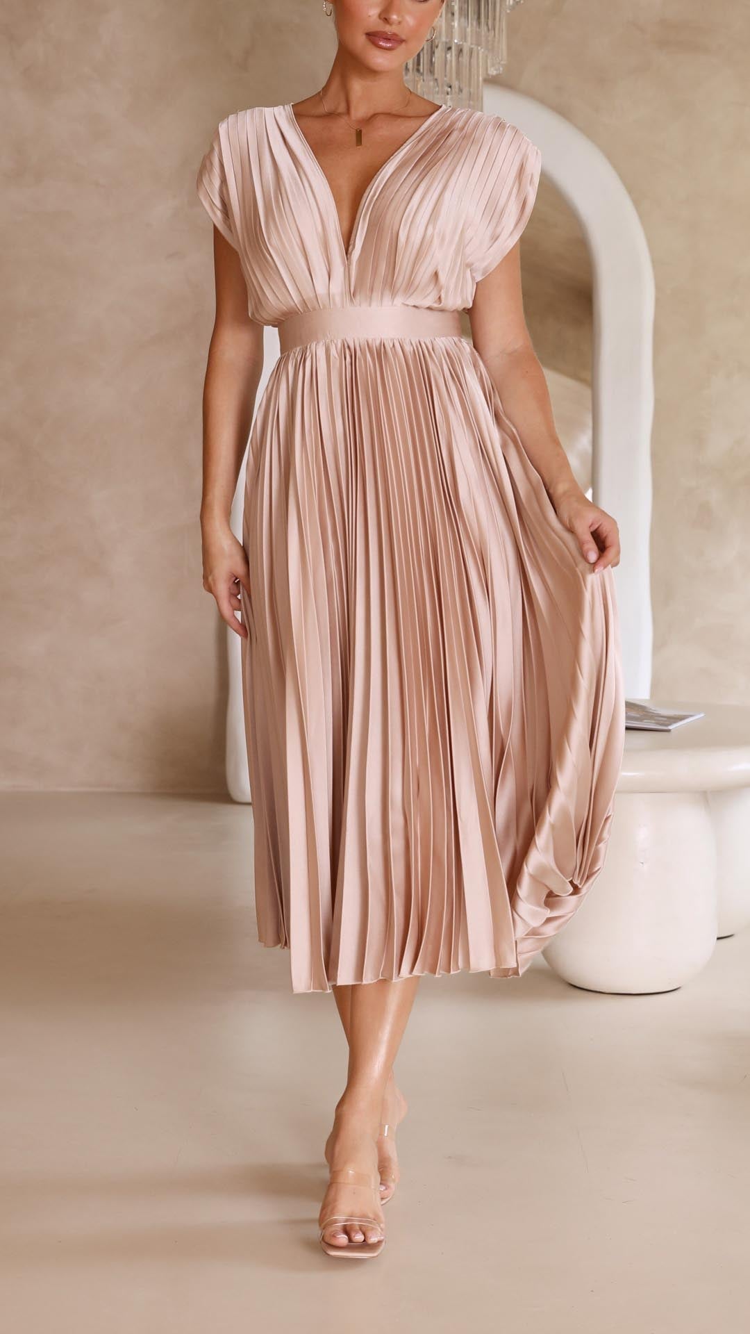 GR | Electrically Pleated, Elegant Sleeveless Dress