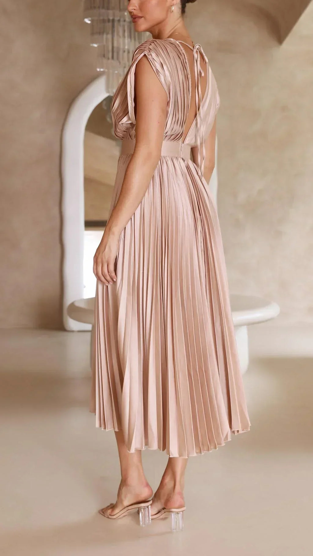 GR | Electrically Pleated, Elegant Sleeveless Dress