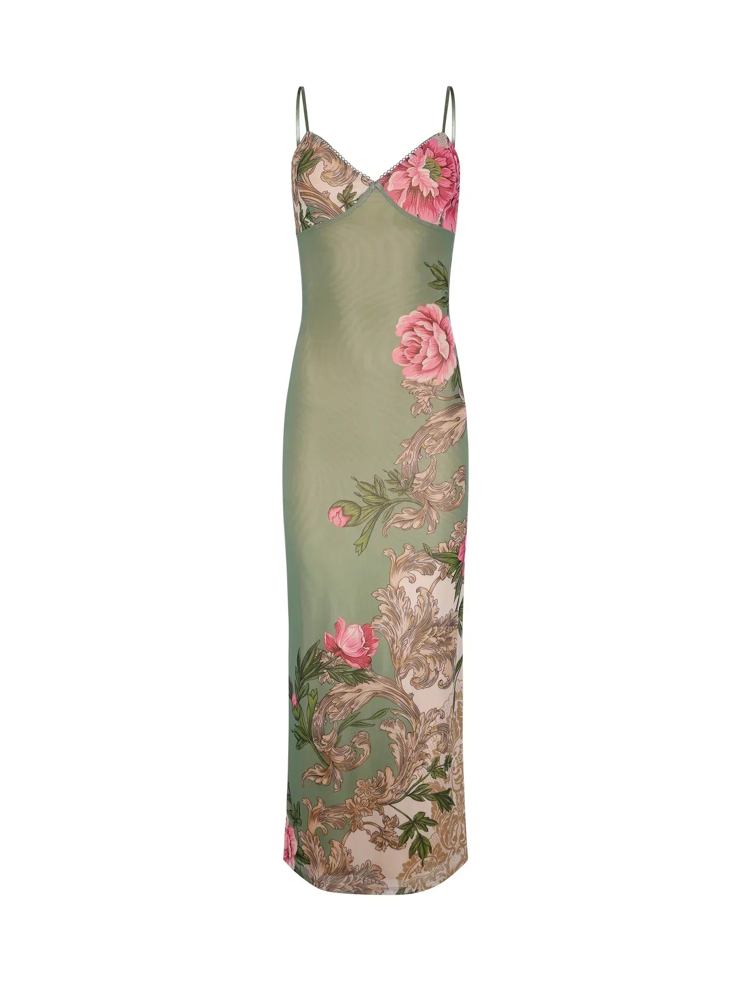 GR | Floral Green Lace Dress