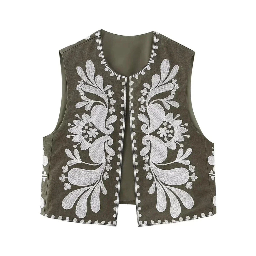 GR | Sleeveless vest with floral embroidery