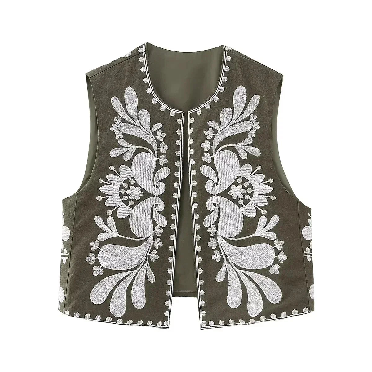 GR | Sleeveless vest with floral embroidery