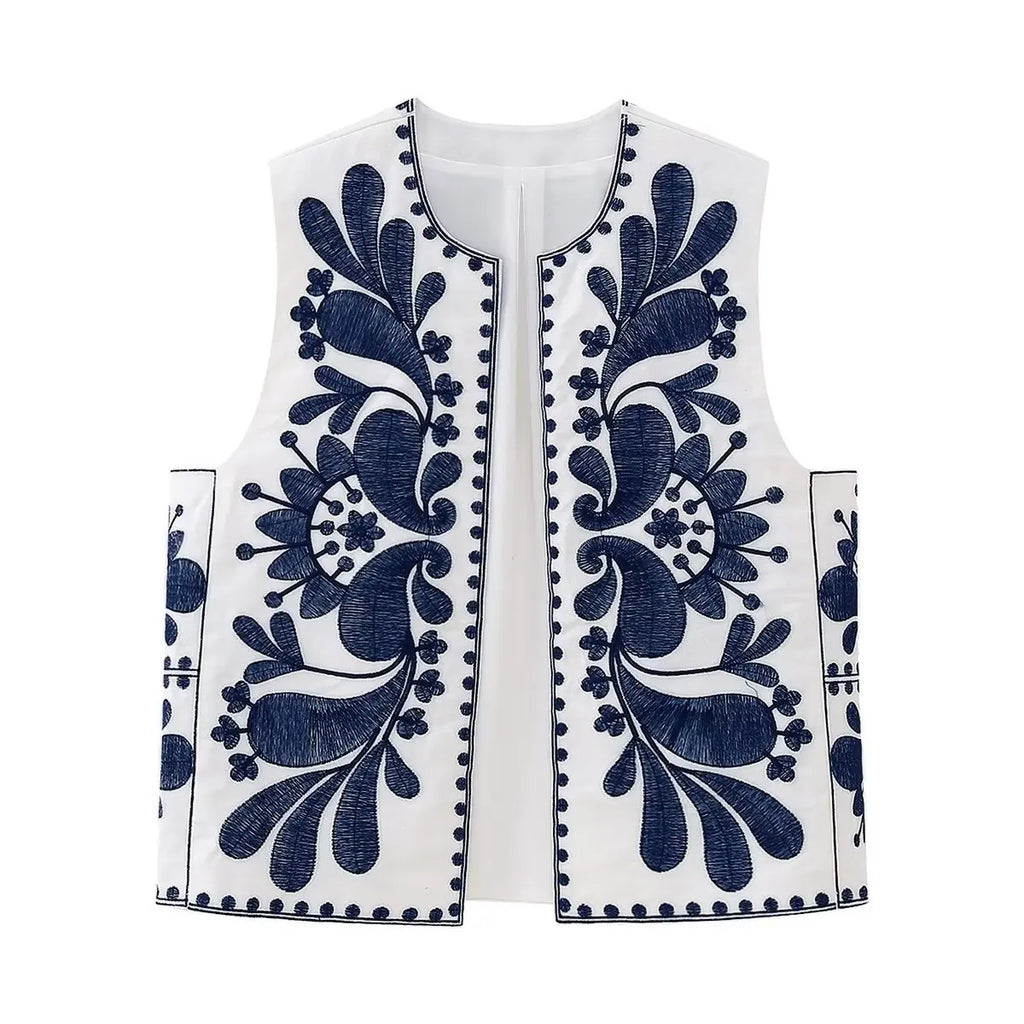 GR | Sleeveless vest with floral embroidery