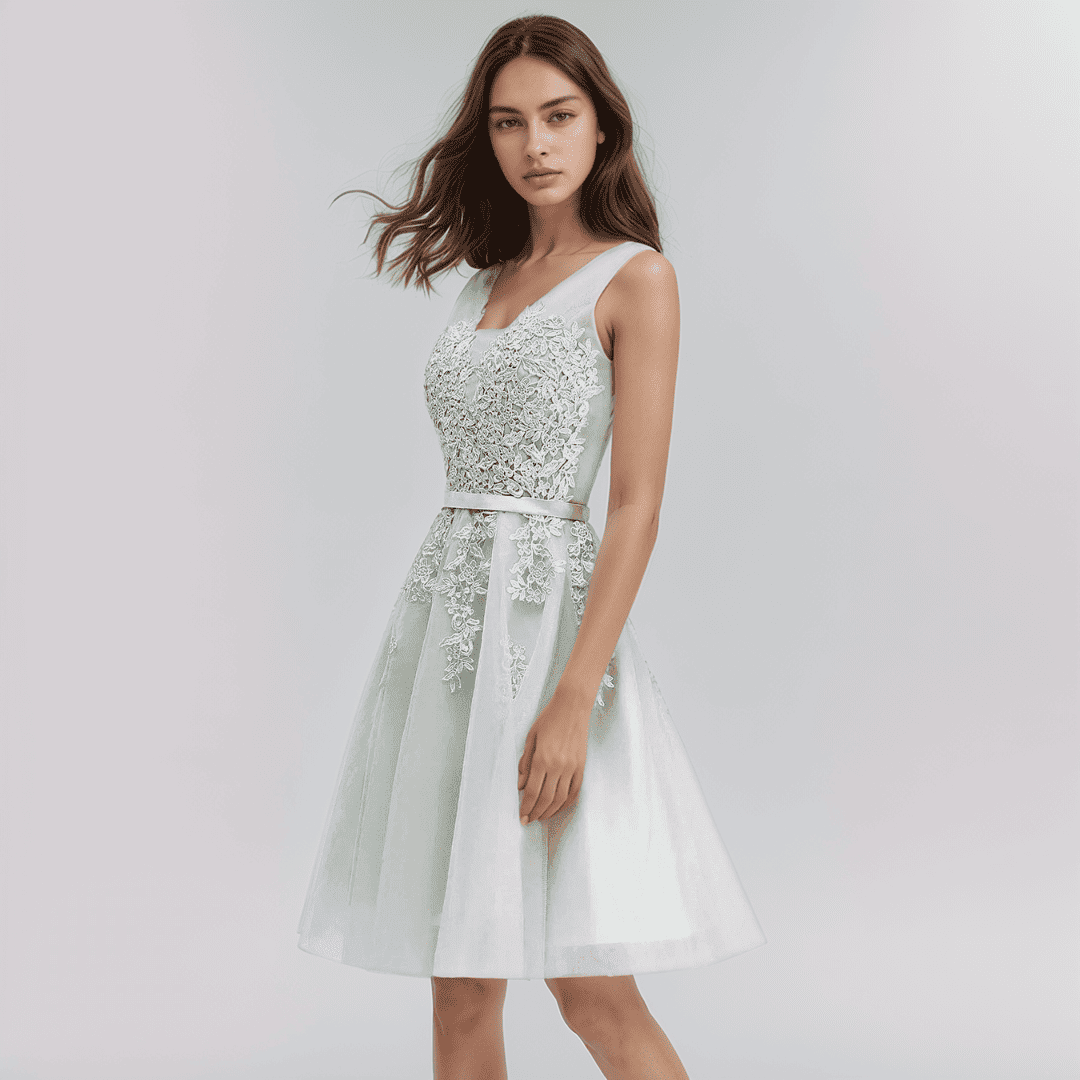 GR | Spitzenapplikation Kleid Für Die Hochzeit