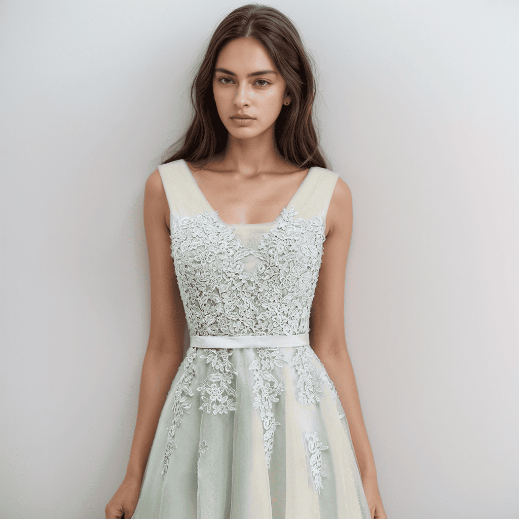 GR | Spitzenapplikation Kleid Für Die Hochzeit