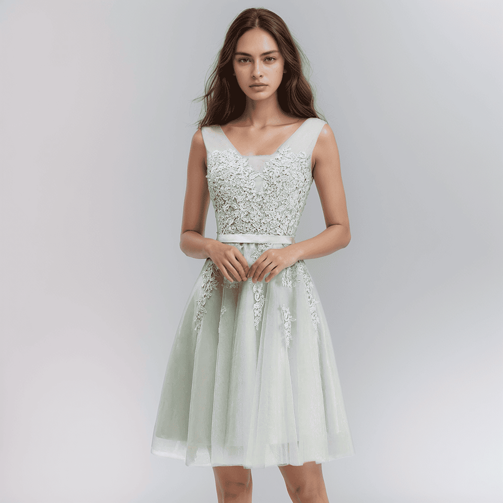 GR | Spitzenapplikation Kleid Für Die Hochzeit