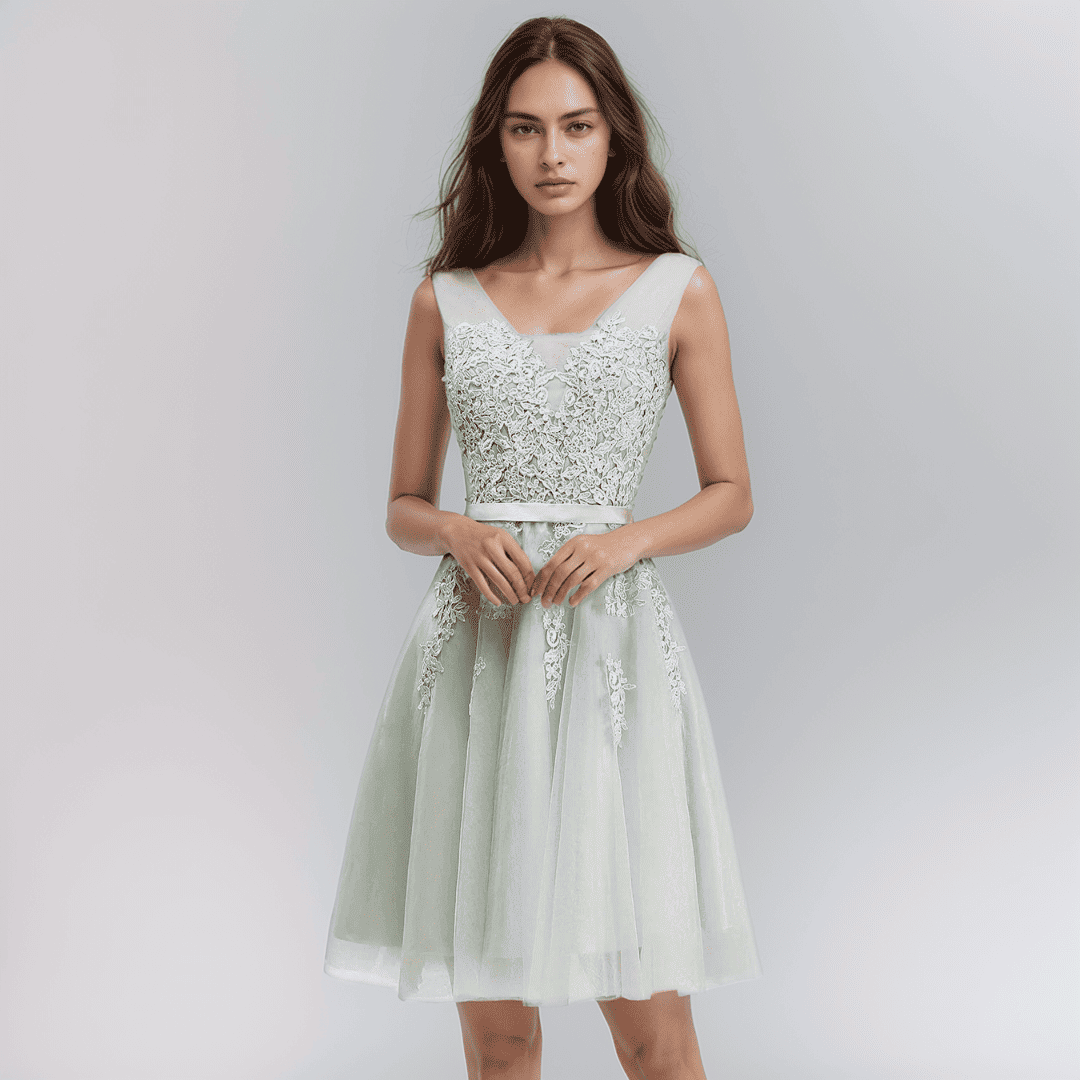 GR | Spitzenapplikation Kleid Für Die Hochzeit