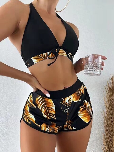 GR | Bikini with leaf print