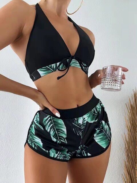 GR | Bikini with leaf print