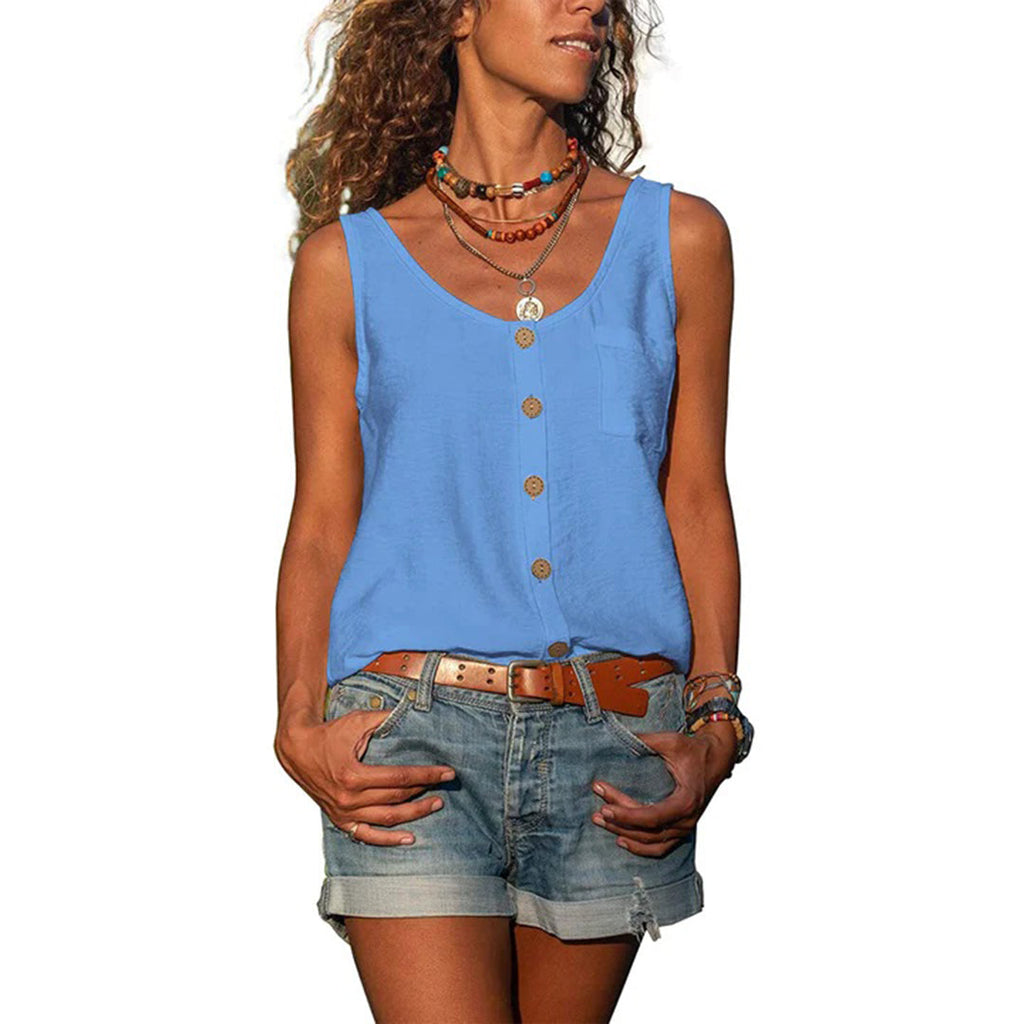 GR | Button closure Loose fit Sleeveless women's clothing