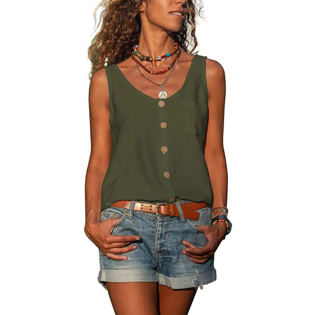 GR | Button closure Loose fit Sleeveless women's clothing