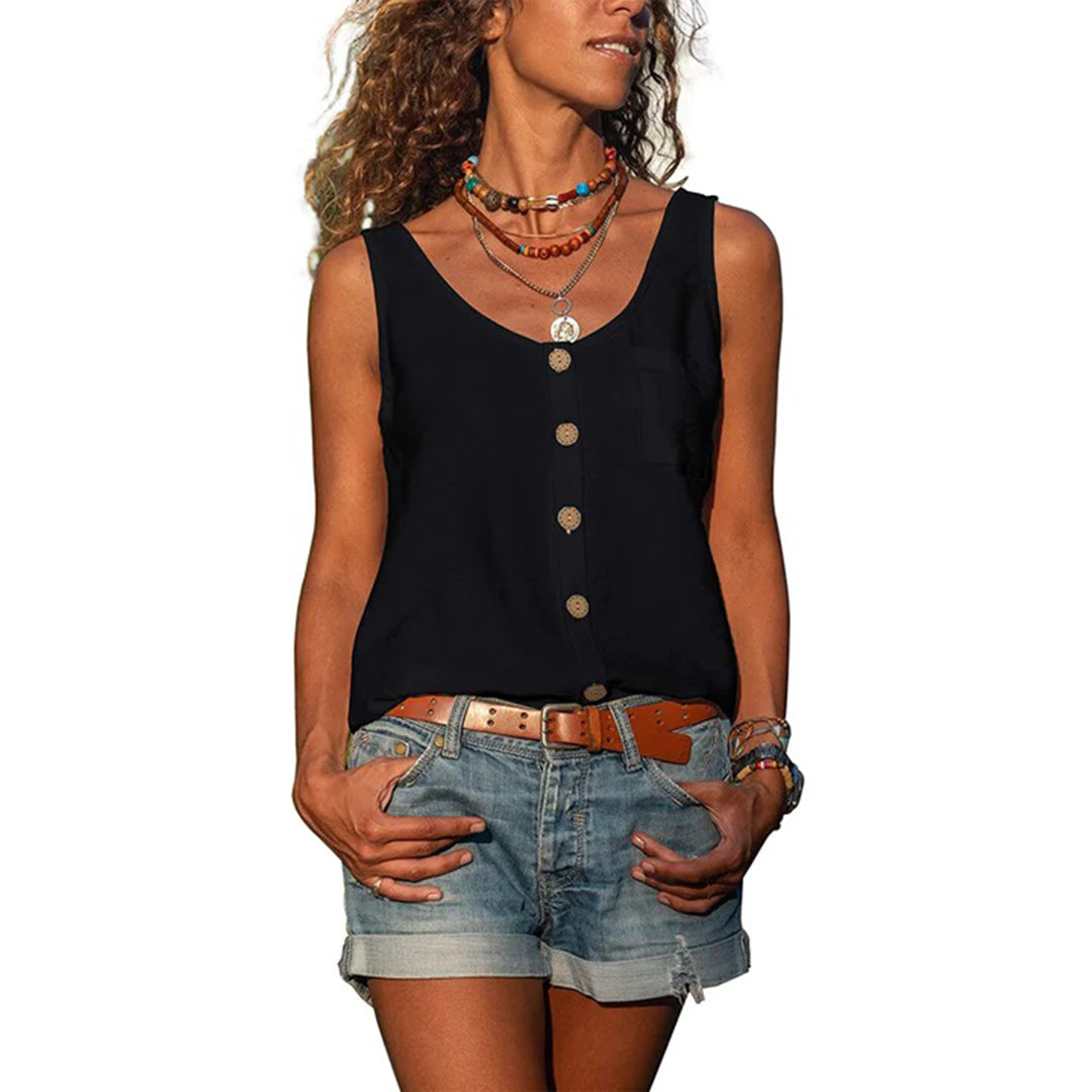 GR | Button closure Loose fit Sleeveless women's clothing